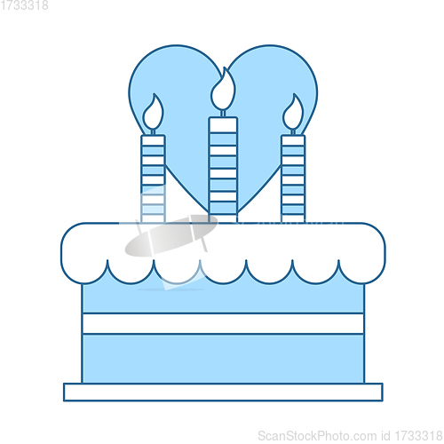 Image of Cacke With Candles And Heart Icon