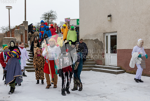 Image of People attend the Slavic Carnival Masopust