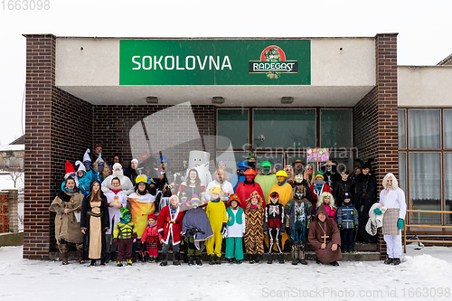 Image of People attend the Slavic Carnival Masopust