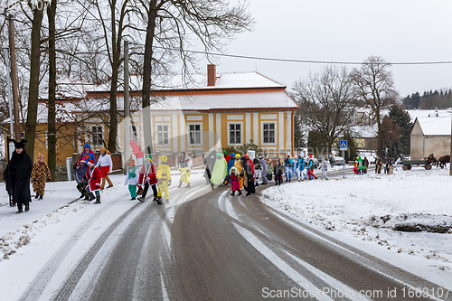 Image of People attend the Slavic Carnival Masopust