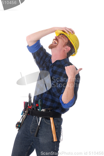 Image of construction worker tittering 