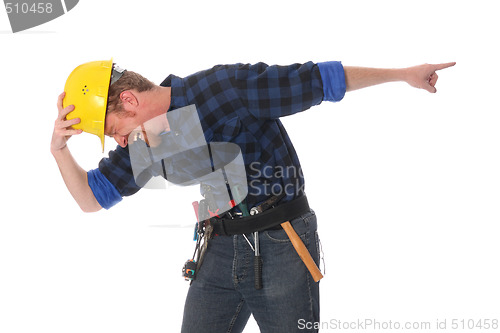 Image of construction worker tittering 