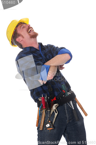 Image of construction worker tittering 