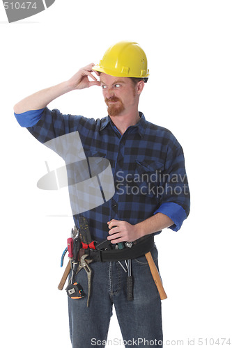 Image of construction worker thinking 