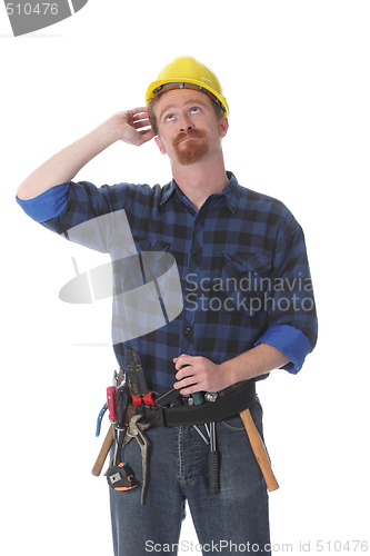 Image of construction worker thinking 