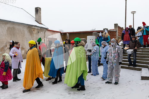 Image of People attend the Slavic Carnival Masopust