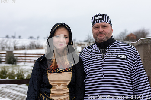 Image of People attend the Slavic Carnival Masopust