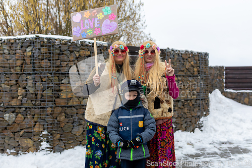 Image of People attend the Slavic Carnival Masopust