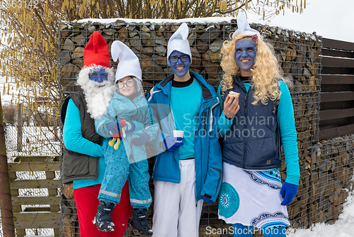 Image of People attend the Slavic Carnival Masopust