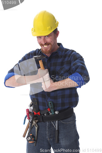 Image of construction worker with hammer 