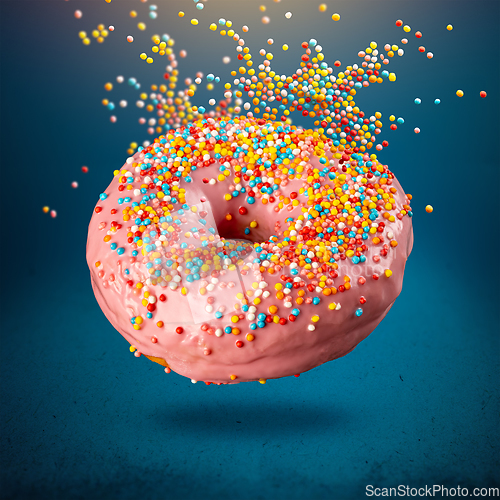 Image of Flying pink donut