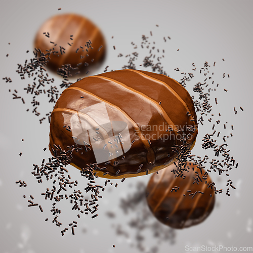 Image of Flying doughnuts with chocolate glaze