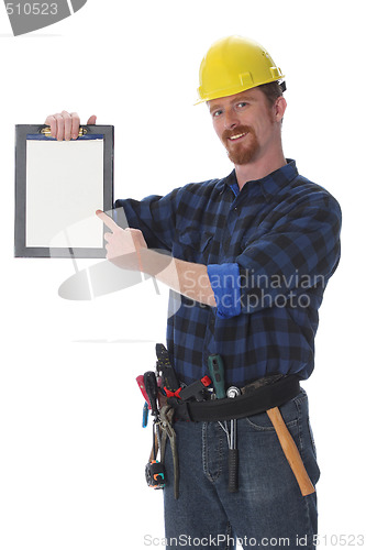 Image of construction worker with documents