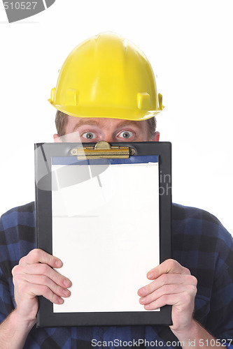 Image of construction worker with documents