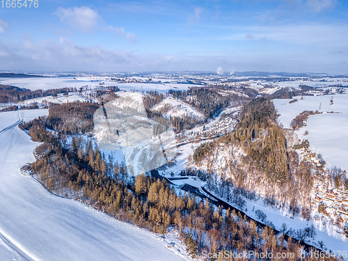 Image of Aerial view of highland landscape