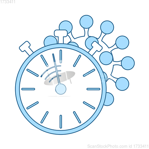 Image of Coronavirus Molecule Under Stopwatch Icon