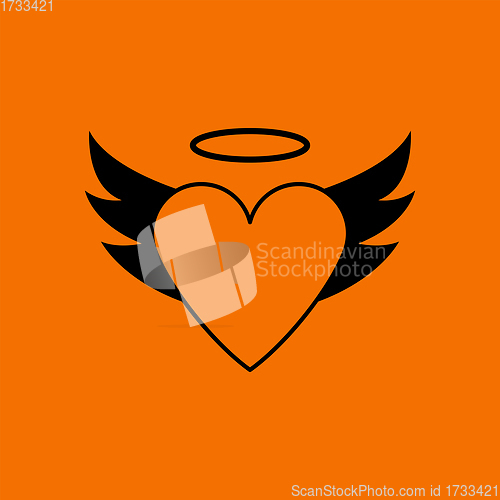 Image of Valentine Heart With Wings And Halo Icon