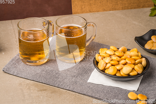 Image of Tasty lupins and glass of beer