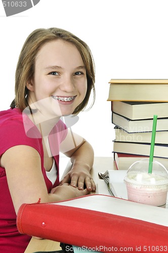 Image of Teenage girl with milkshake