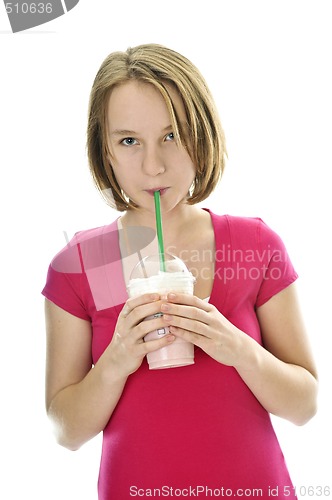 Image of Teenage girl with milkshake