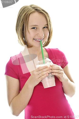 Image of Teenage girl with milkshake