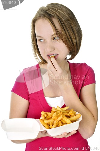 Image of Teenage girl with french fries