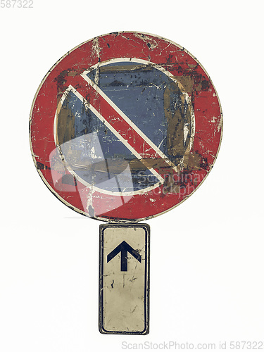 Image of Vintage looking No parking sign isolated