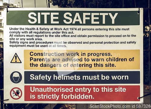 Image of Vintage looking Site safety sign