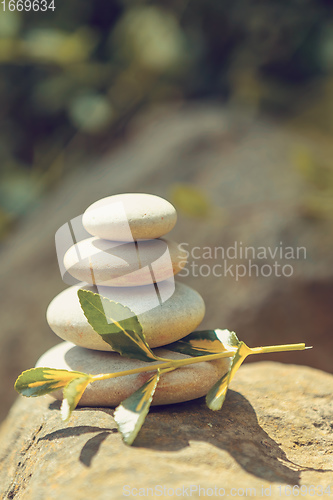 Image of balancing pile of pebble stones, like ZEN stone