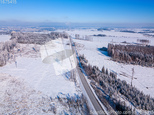 Image of Aerial view of winter highland landscape