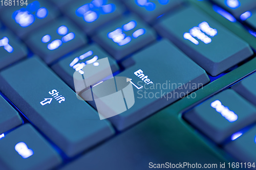 Image of Closeup of laptop or desktop computer keyboard