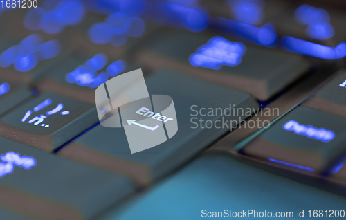 Image of Closeup of laptop or desktop computer keyboard