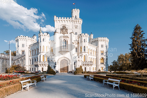 Image of Famous white castle Hluboka nad Vltavou