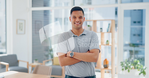 Image of Businessman, ceo and corporate worker with success and face in Los Angeles office, executive and entrepreneur. Smile, workplace and career satisfaction, professional portrait and leadership vision.