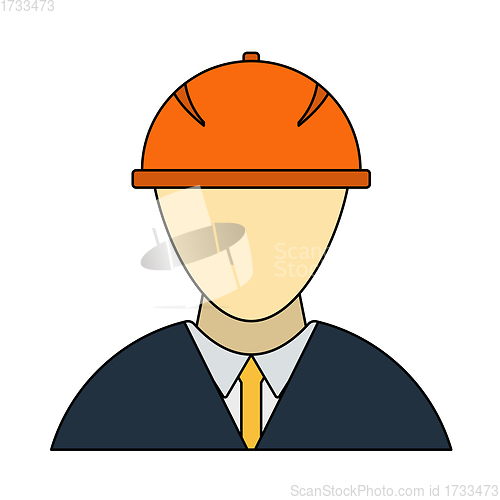 Image of Icon Of Construction Worker Head In Helmet