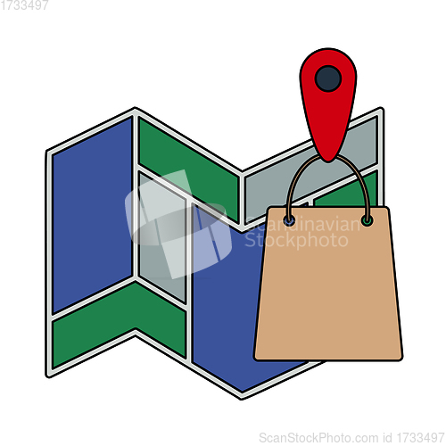 Image of Map With Delivery Food Bag Icon
