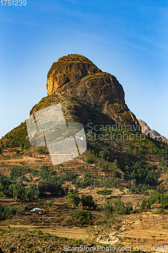 Image of mountain landscape with houses, Ethiopia