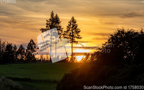 Image of summer sunset in countryside