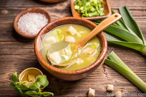 Image of Leek soup in a bowl