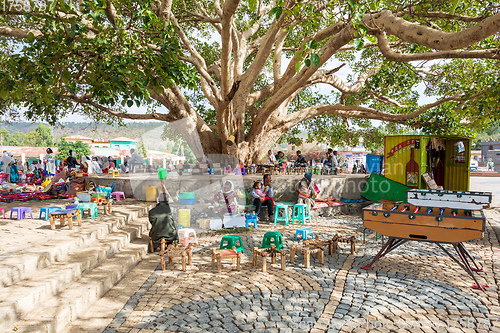 Image of tigray people resting in center of of Aksum, Ethiopia Africa