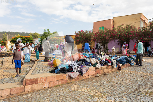 Image of tigray people in center of of Aksum, Ethiopia Africa