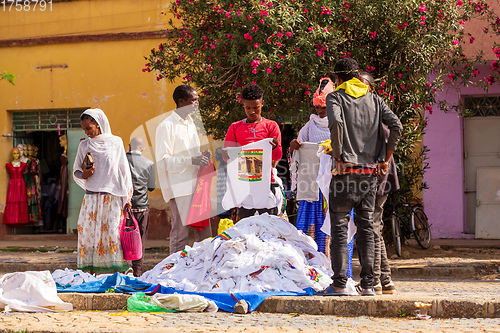 Image of tigray people in center of of Aksum, Ethiopia Africa