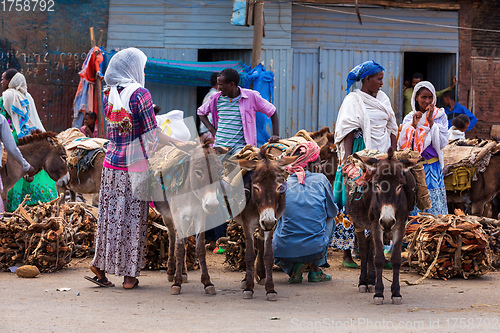 Image of Ethiopian people selling firewood, Ethiopia Africa