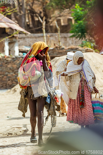 Image of Women return from the morning Mass, Aksum Ethiopia, Africa