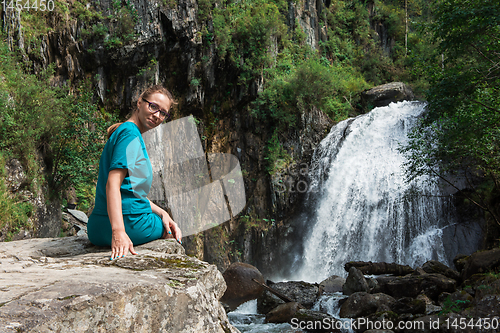 Image of Woman at Korbu Waterfall