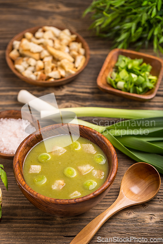 Image of Leek soup in a bowl