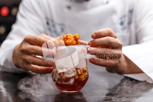 Image of Fruit soup with dry ice