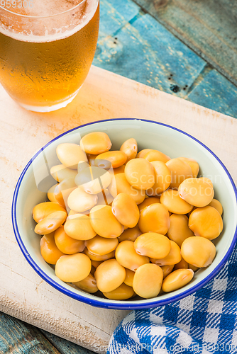 Image of Tasty lupins and glass of beer