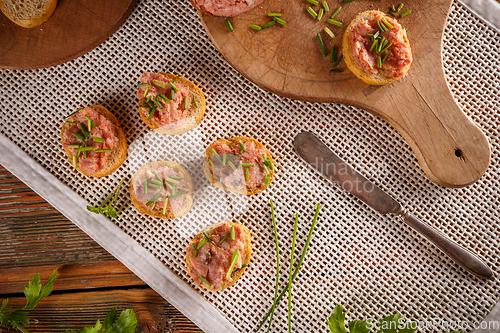 Image of Pate with bruschetta and chives