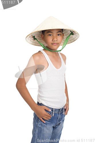 Image of young asian kid with hat